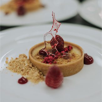 Delicous fruit tart dessert was served at this wedding at Oxnead Hall in Norfolk