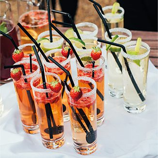 Refreshing wedding drinks were served at this drinks reception at Oxnead Hall in Norfolk